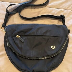 lululemon athletica Black Crossbody Shoulder Bag with Gold Hardware